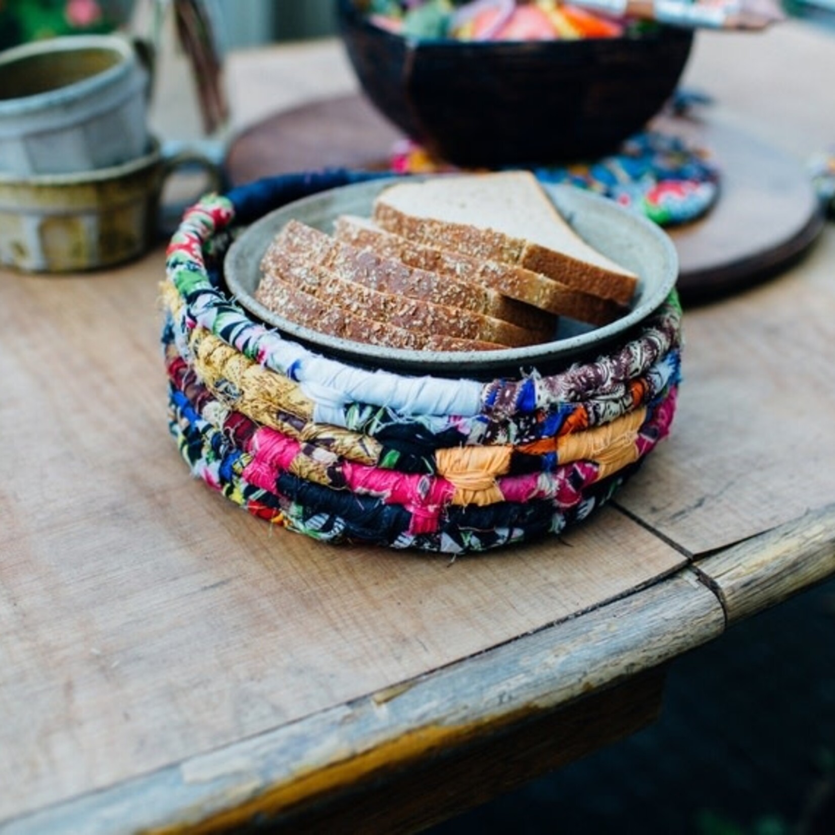 Grain of Rice Large Fabric Bowl Basket, Kenya