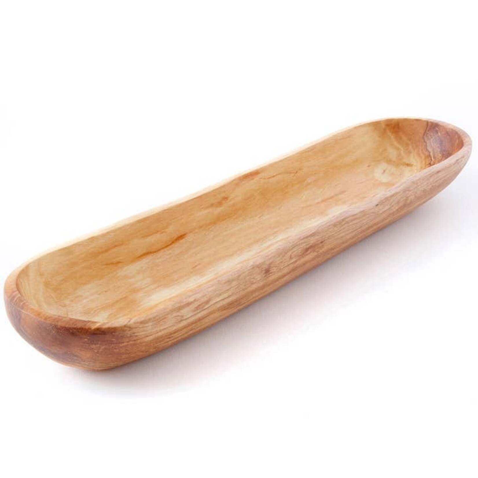 Swahili African Modern Plain Wild Olive Wood Cracker Tray, Kenya