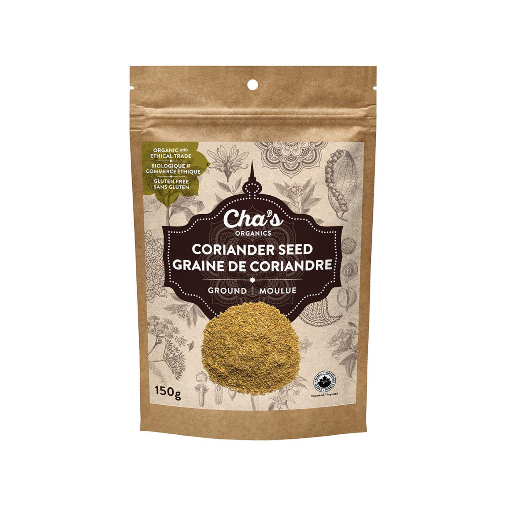 Cha's Organics Spices-True Ground Coriander Seeds, 150g