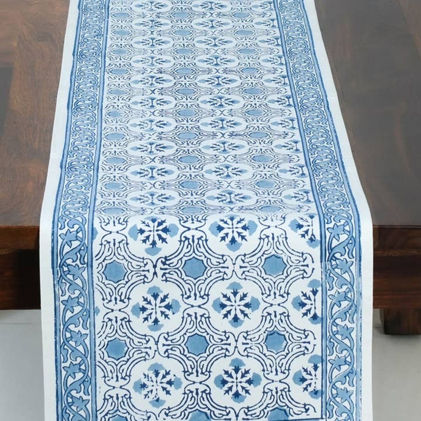 Sevya Handmade Blue Floral Table Runner, India