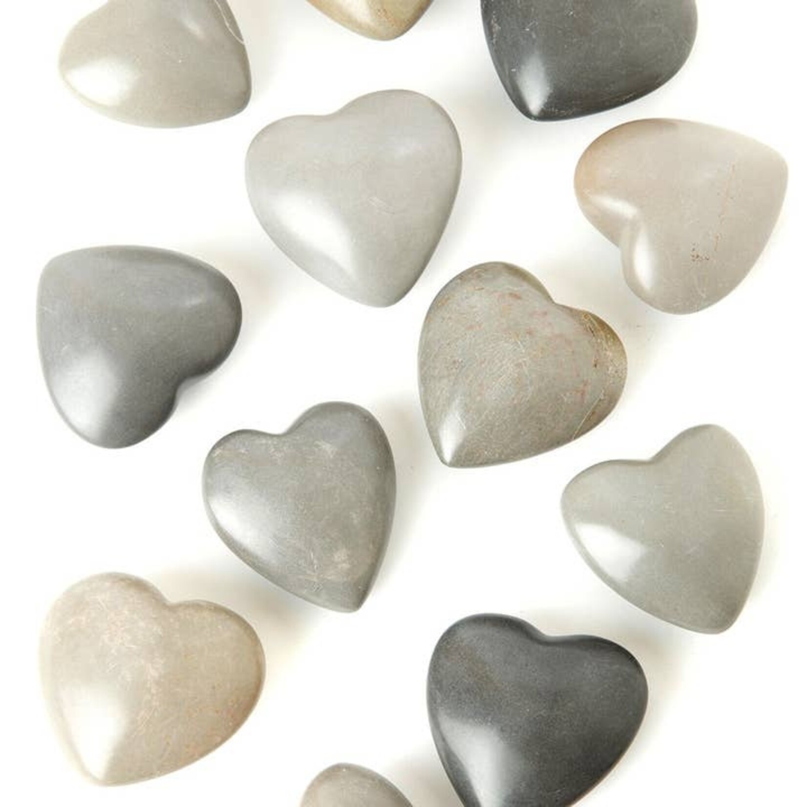 Swahili African Modern Gray Soapstone Heart Medium, Kenya