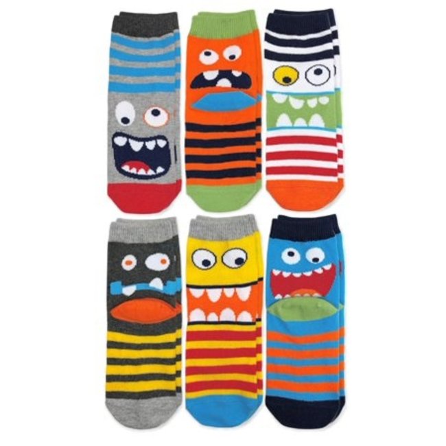 Jefferies Jefferies Socks Monster Crew 6pk - Tootsies Children Shoes