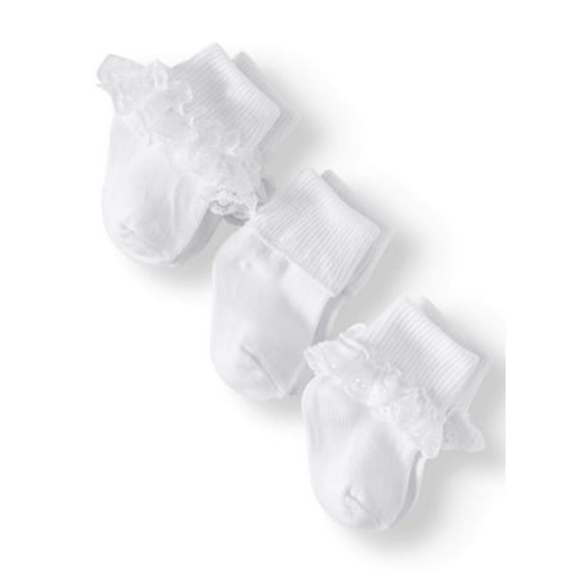Jefferies Socks 3pk Eyelet/Lace/Turn Cuff