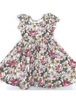 Charlie's Project Ivory w/Red & Gold Flowers Twirl Dress