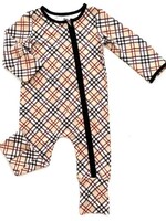 Charlie's Project Boys Black/Tan/Red Plaid Romper