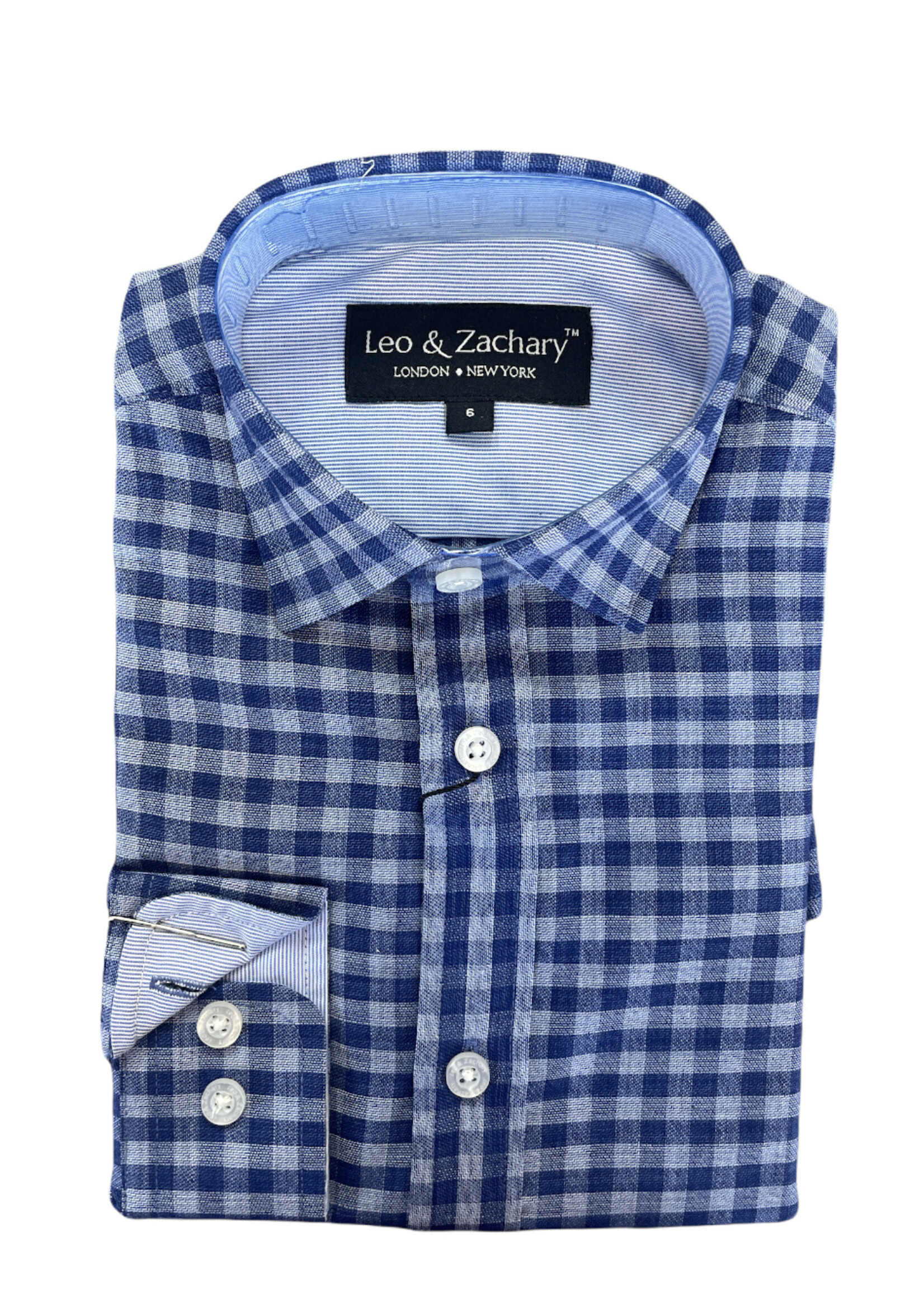 Leo & Zachary Blue Gingham L/S Shirt