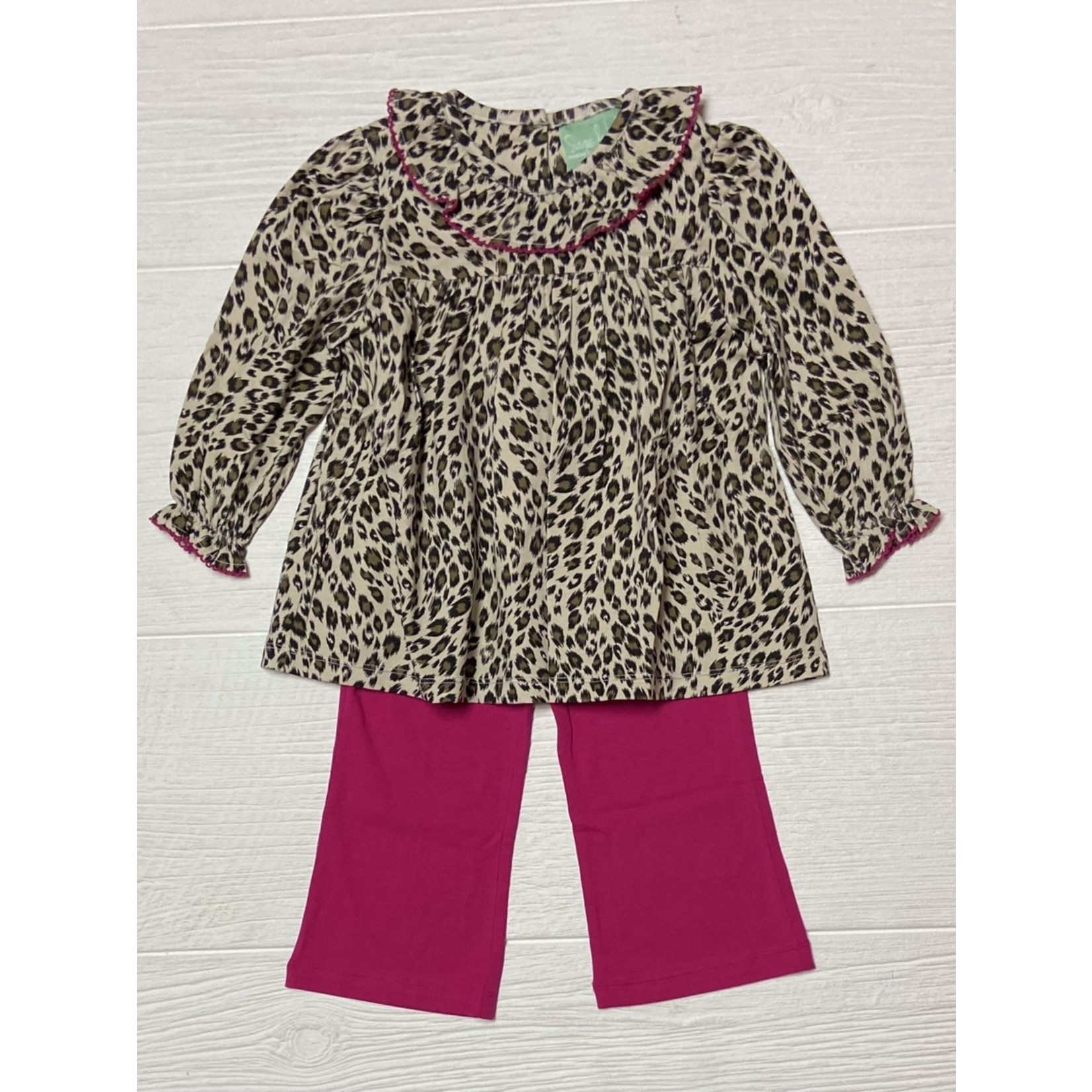 Sage & Lilly Leopard Print Blouse w/Pink Leggings