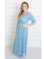 Swanky Baby Ladies Antique Blue Floral Maxi Dress