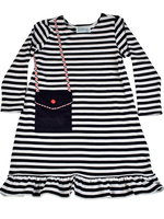 Funtasia Too Navy White Stripe Dress with Purse Pocket