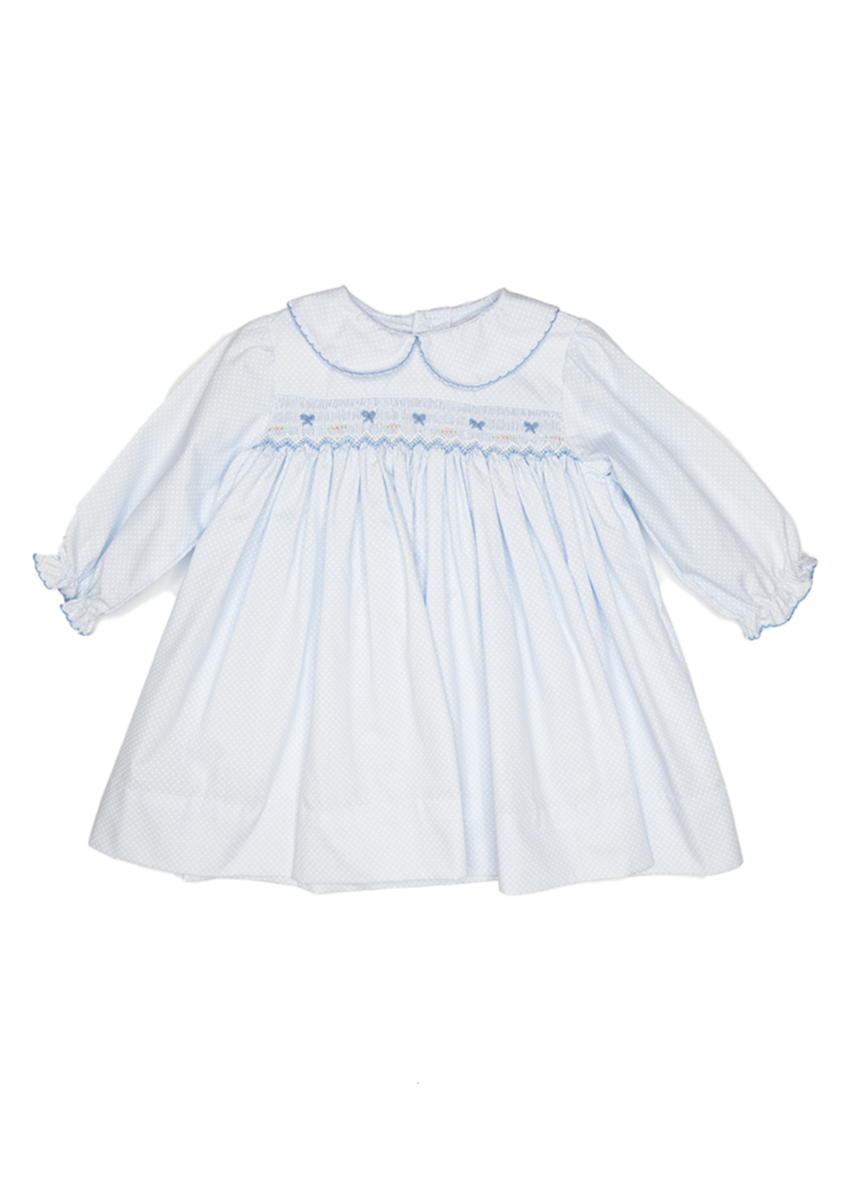 Petit Ami Blue Polka Dot Smocked Dress