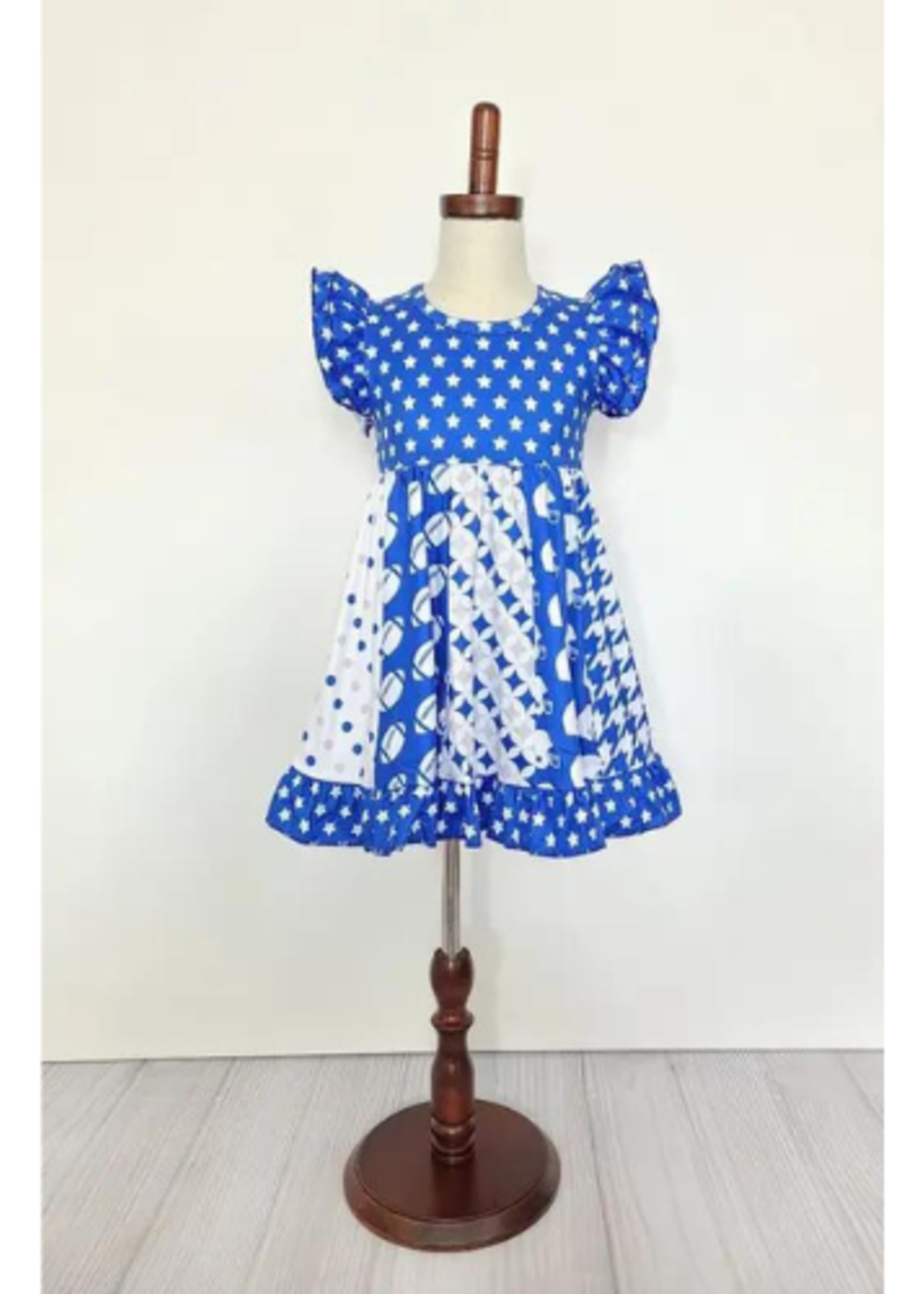 Clover Cottage Blue Football Star Dress