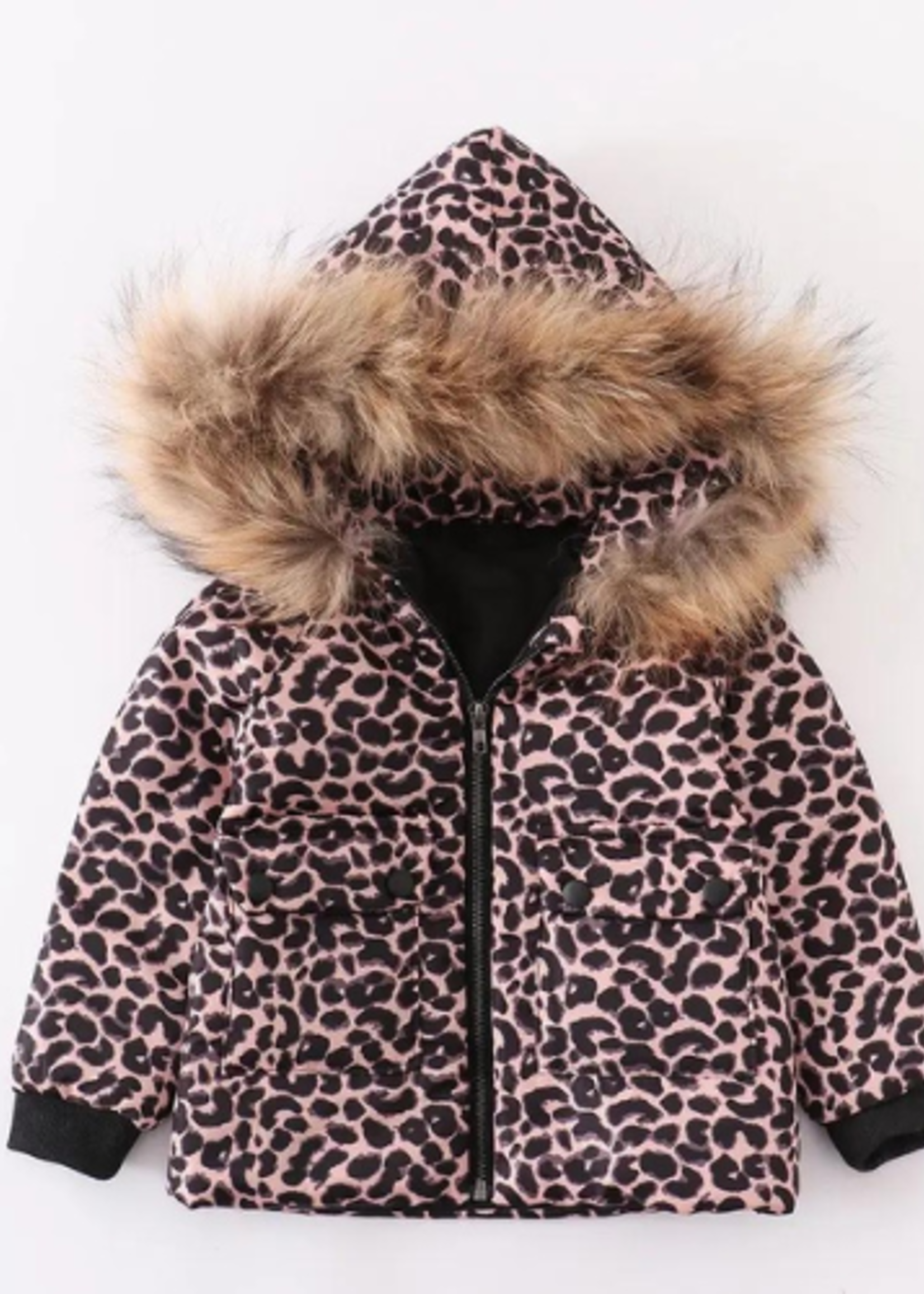 Honeydew Leopard Faux Fur Jacket
