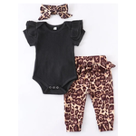 Honeydew Black Onesie w/Leopard Pants  and Headband
