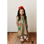 Swoon Baby Green/Red Check Petal Pocket Dress
