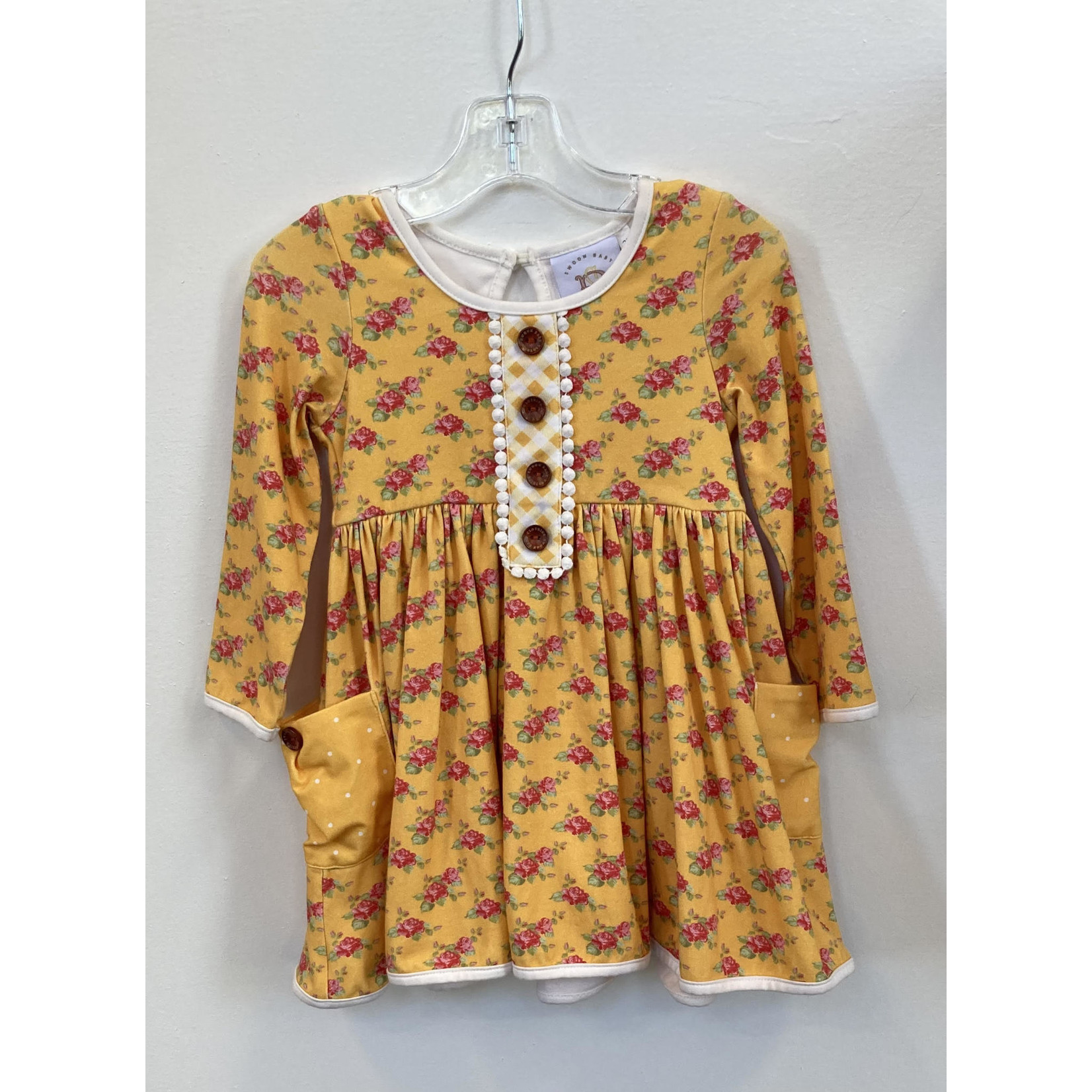 Swoon Baby Mustard Dress w/ Flowers & Pockets 2T