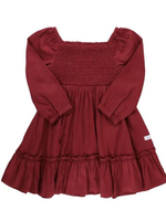 Ruffle Butts Rosewood Woven Luxe Smocked Dress