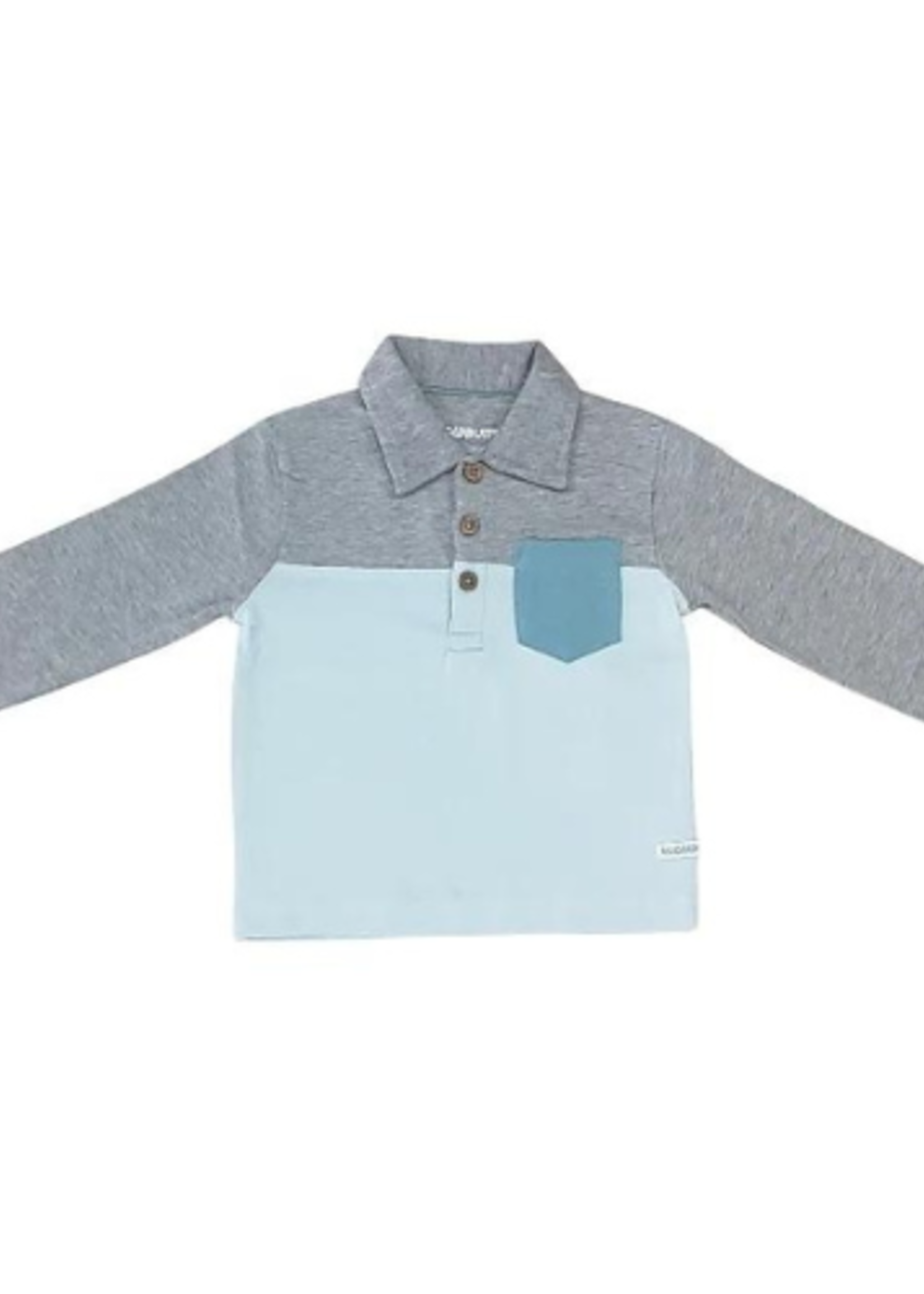 Rugged Butts Heather Gray & Antique Blue Color Block Polo