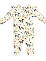 Charlie's Project Horses and Flowers Bamboo Ruffled Romper