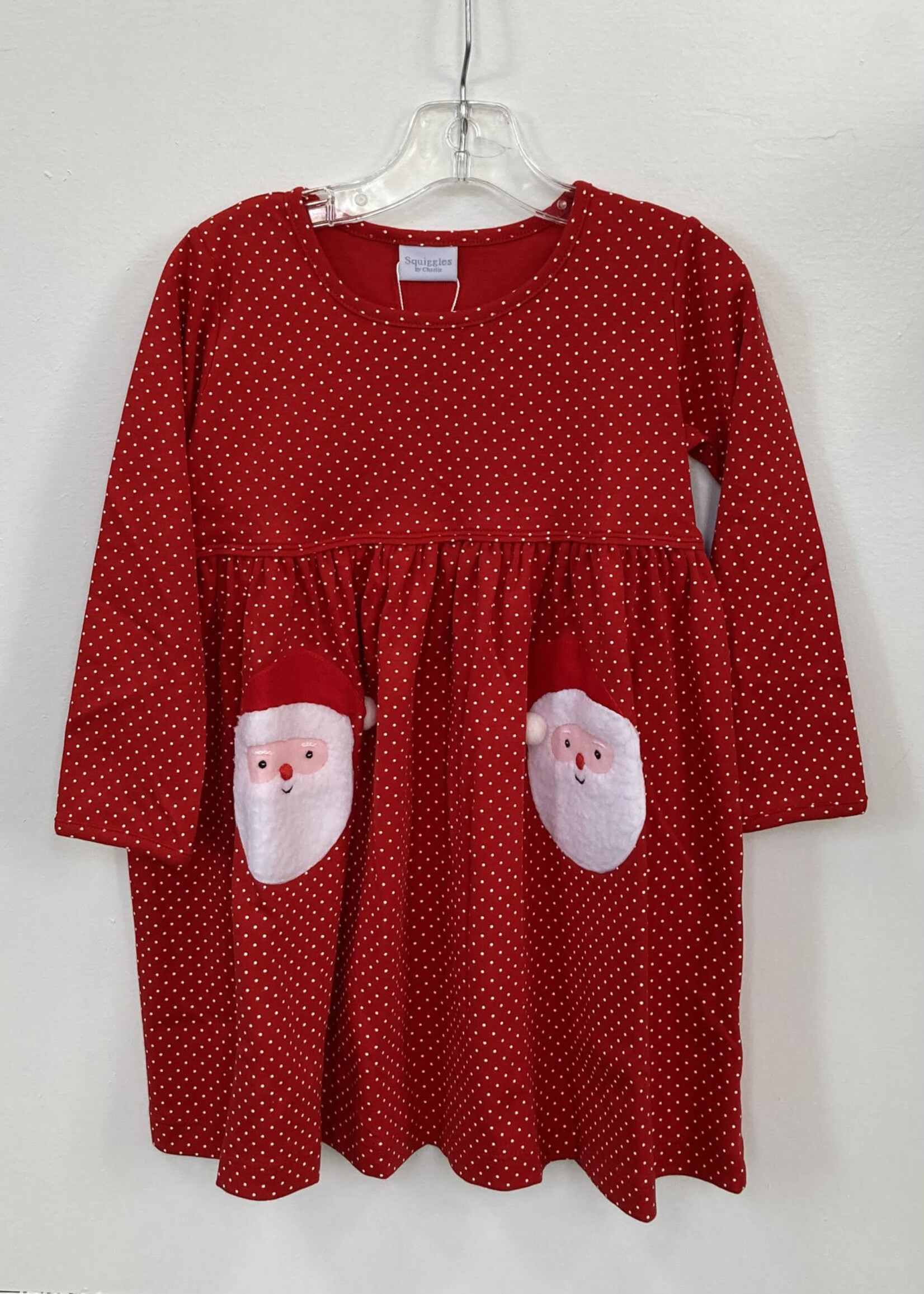 Red/White Polka Dots Dress w/Santa Pockets