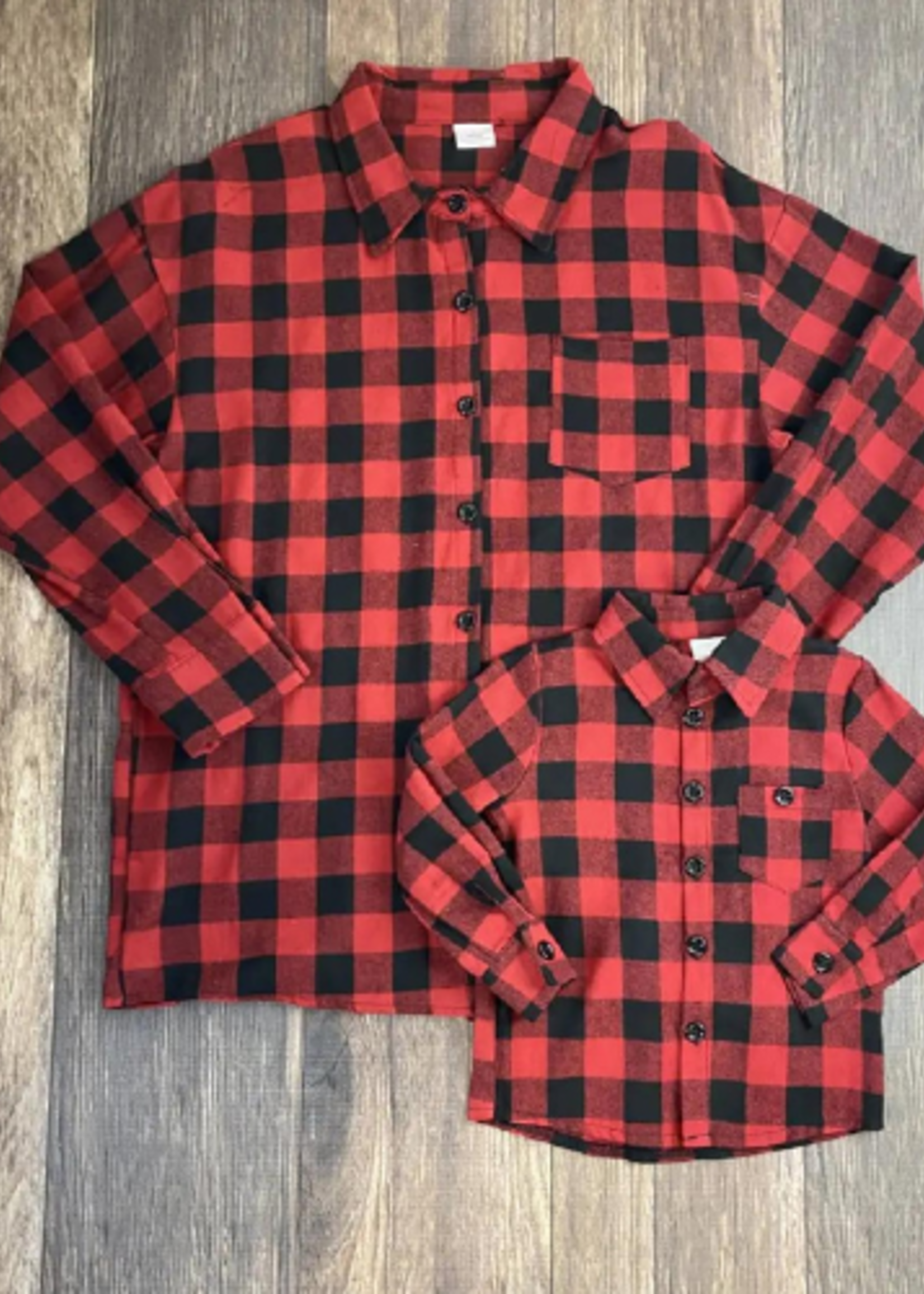 The Hair Bow Company Boy's Red/Black Buffalo Plaid Flannel