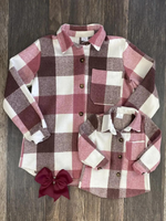 The Hair Bow Company Pink Plaid Women's Flannel Shacket