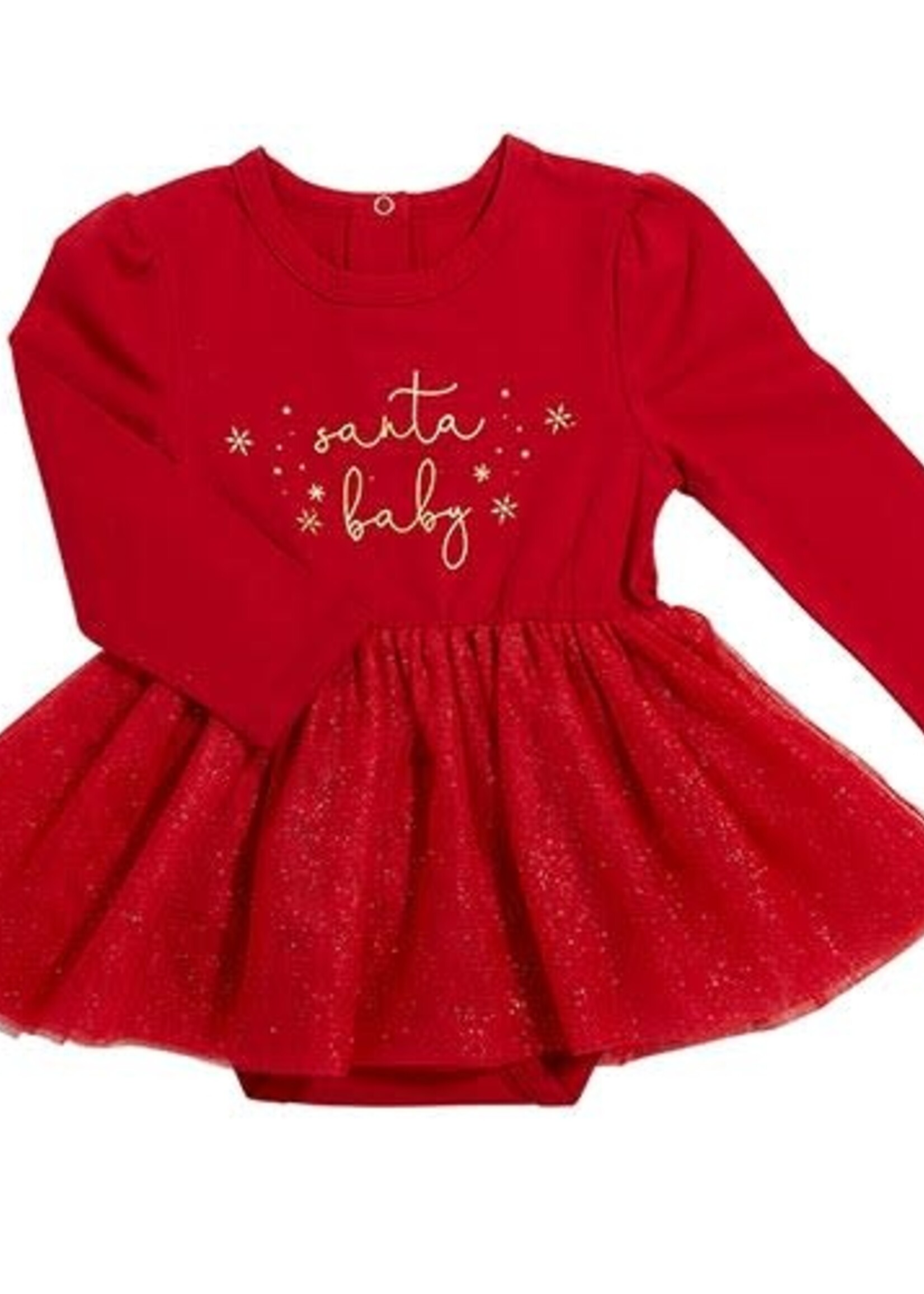 Stephan Baby Santa Baby Red Snapshirt Dress 6-12M