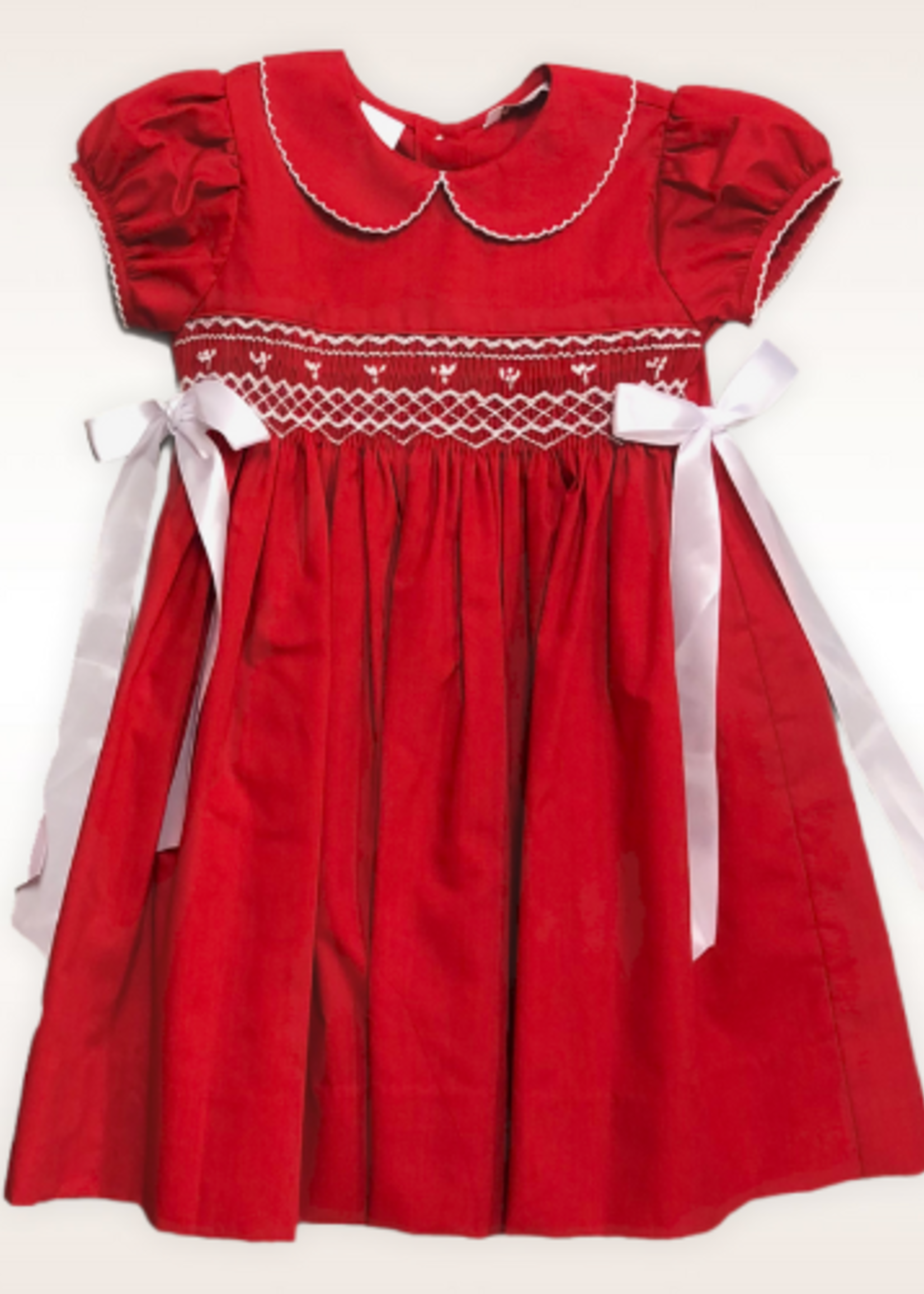 Lulu Bebe Red w/White Smock Waist Dress