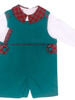 Marco & Lizzy Green Shortall w/Red Plaid 2 Pc. Set