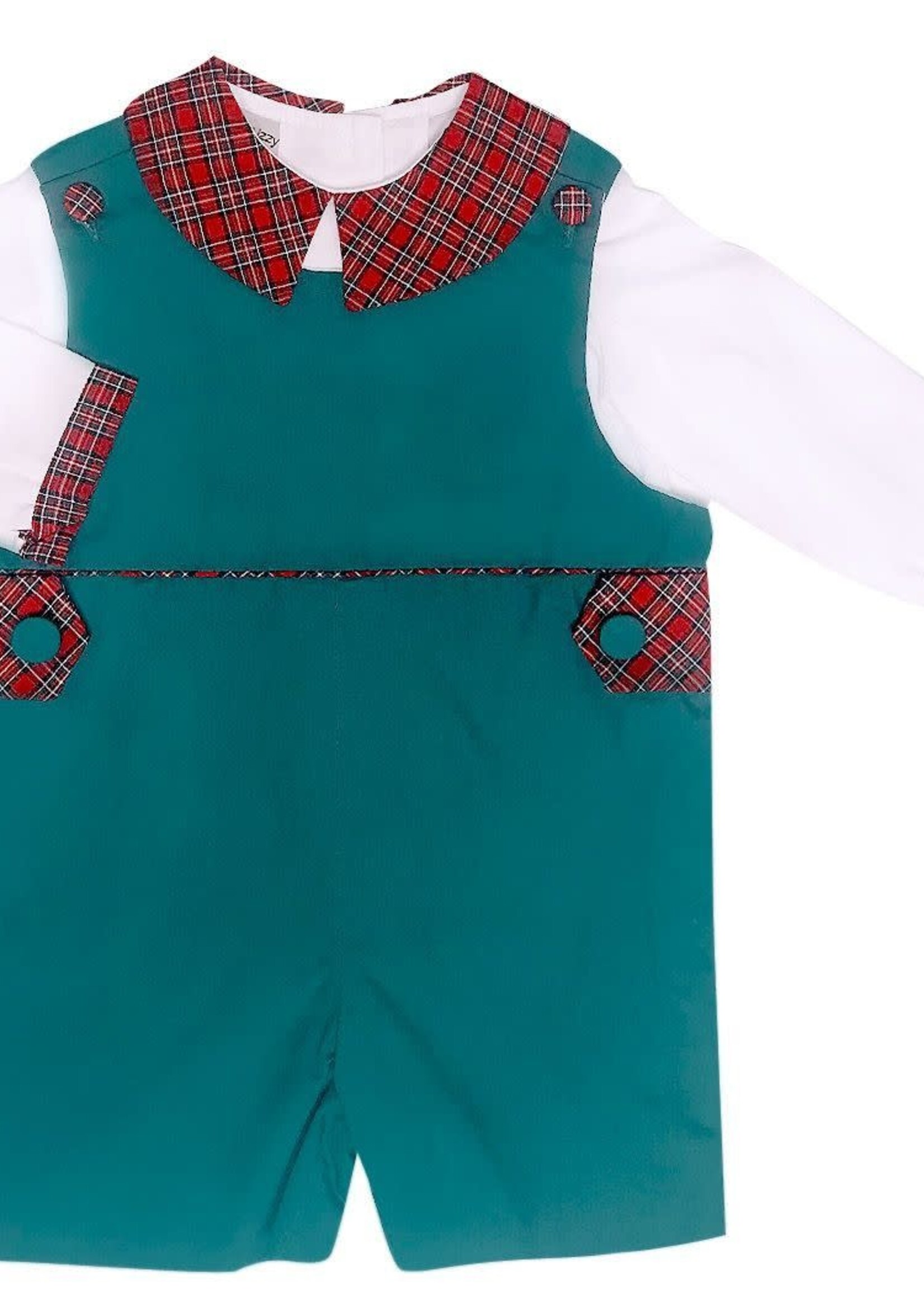 Marco & Lizzy Green Shortall w/Red Plaid 2 Pc. Set