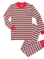 Sara's Prints Red & Green Striped PJs