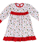 Magnolia Baby White LS w/ Red Ruffles  Cookie Exchange Toddler Dress
