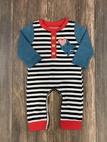 The Hair Bow Company Boy's Valentines Shark Striped Romper