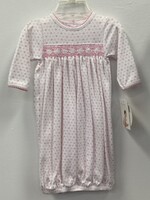 Magnolia Baby Pink Heart Smocked Gown w/Pink Stitching NB