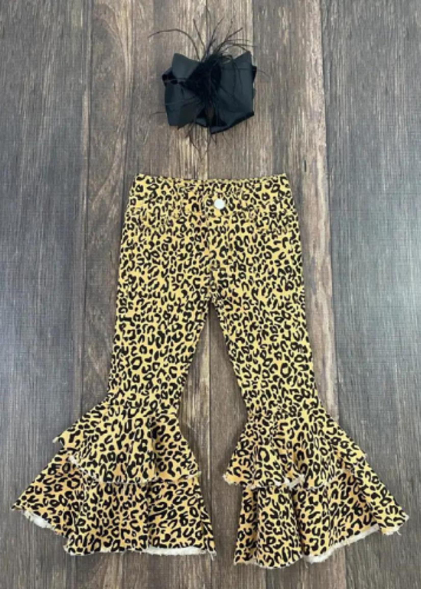 The Hair Bow Company Animal Print Double Ruffle Jeans