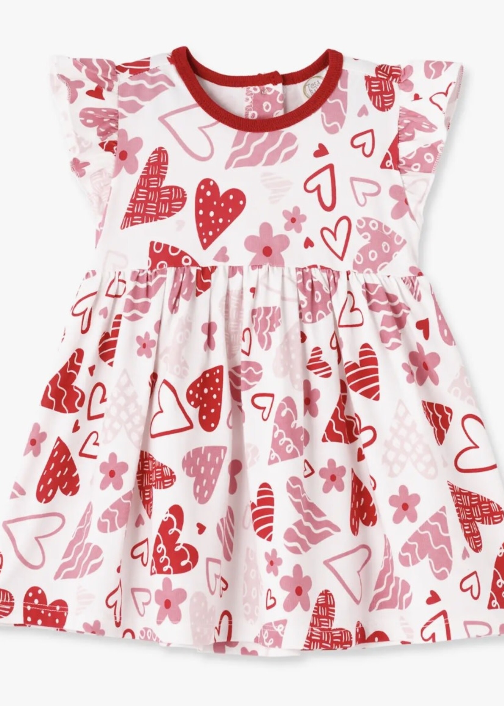 Tesa Babe Valentine Hearts Flutter Sleeve Dress