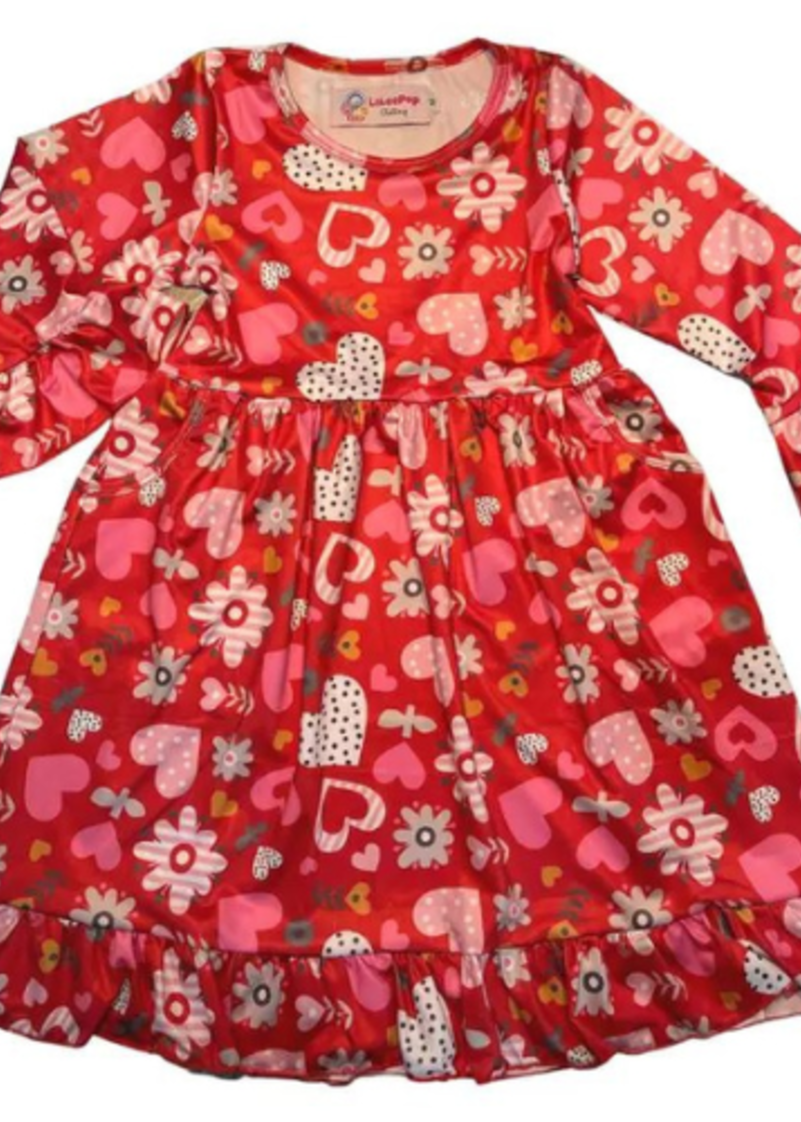 Girls Red Hearts Dress