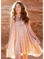 Joyfolie Ellie Short Rosegold Sequin Dress
