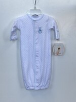 Magnolia Baby Blue Dot Gown w/Bunny Applique NB