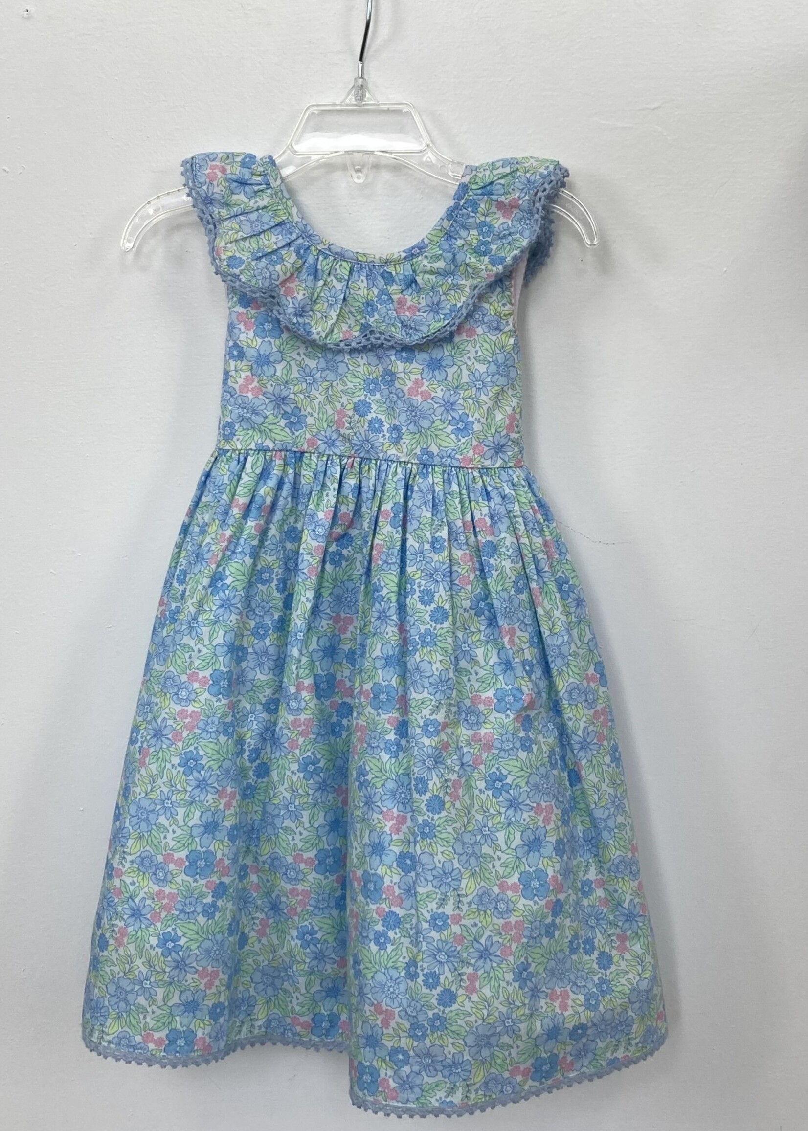 Blue Floral Frill Dress