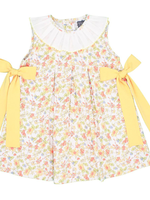 Yellow Floral Dress w/Pleated Ruffle Collar