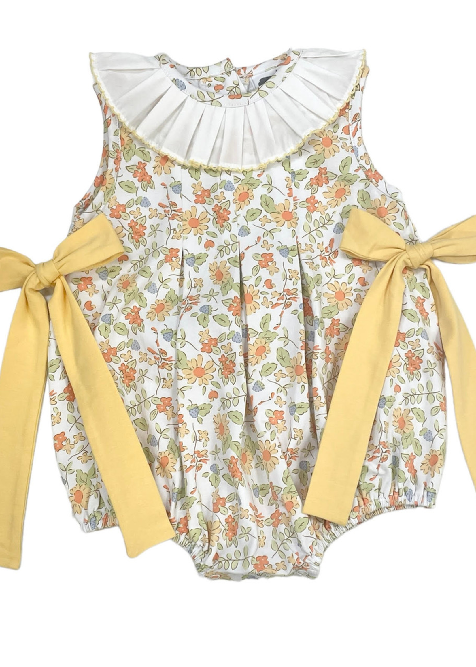 Yellow Floral Bubble w/Pleated Ruffle Collar