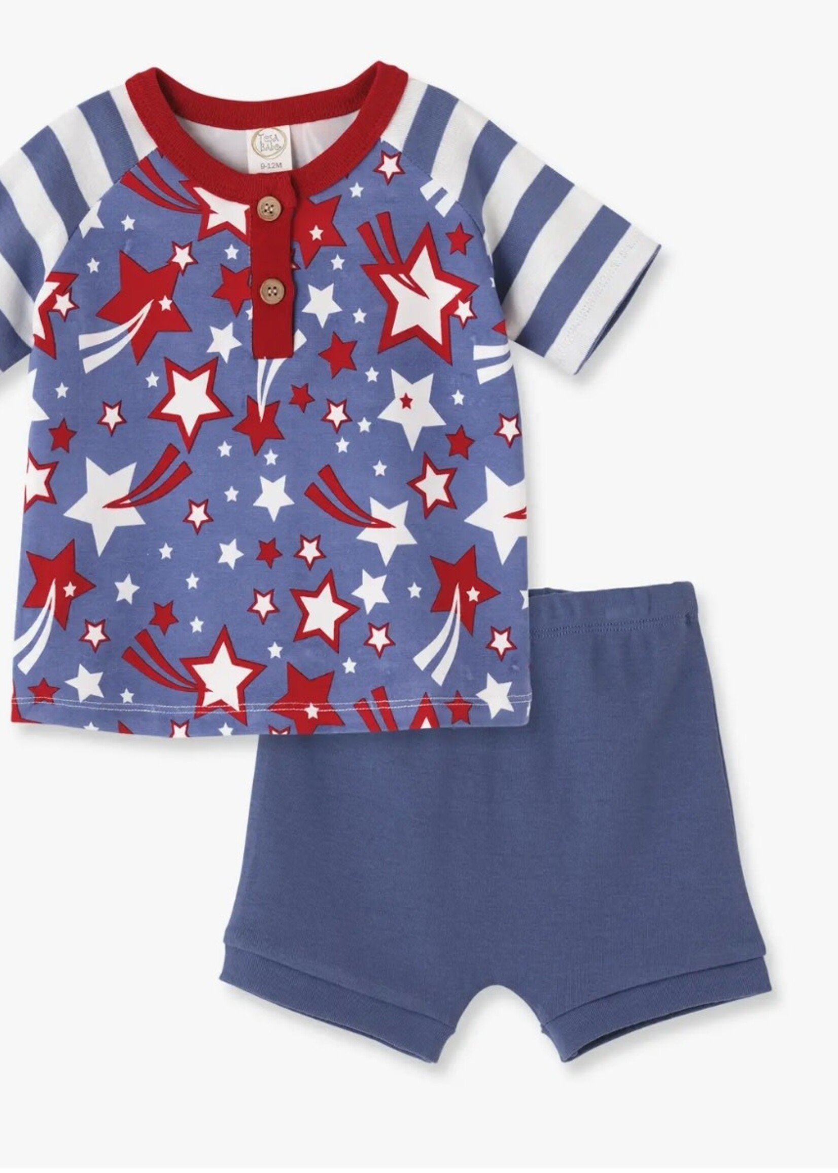 Tesa Babe Star Spangled 4th of July Henley Tee & Shorts