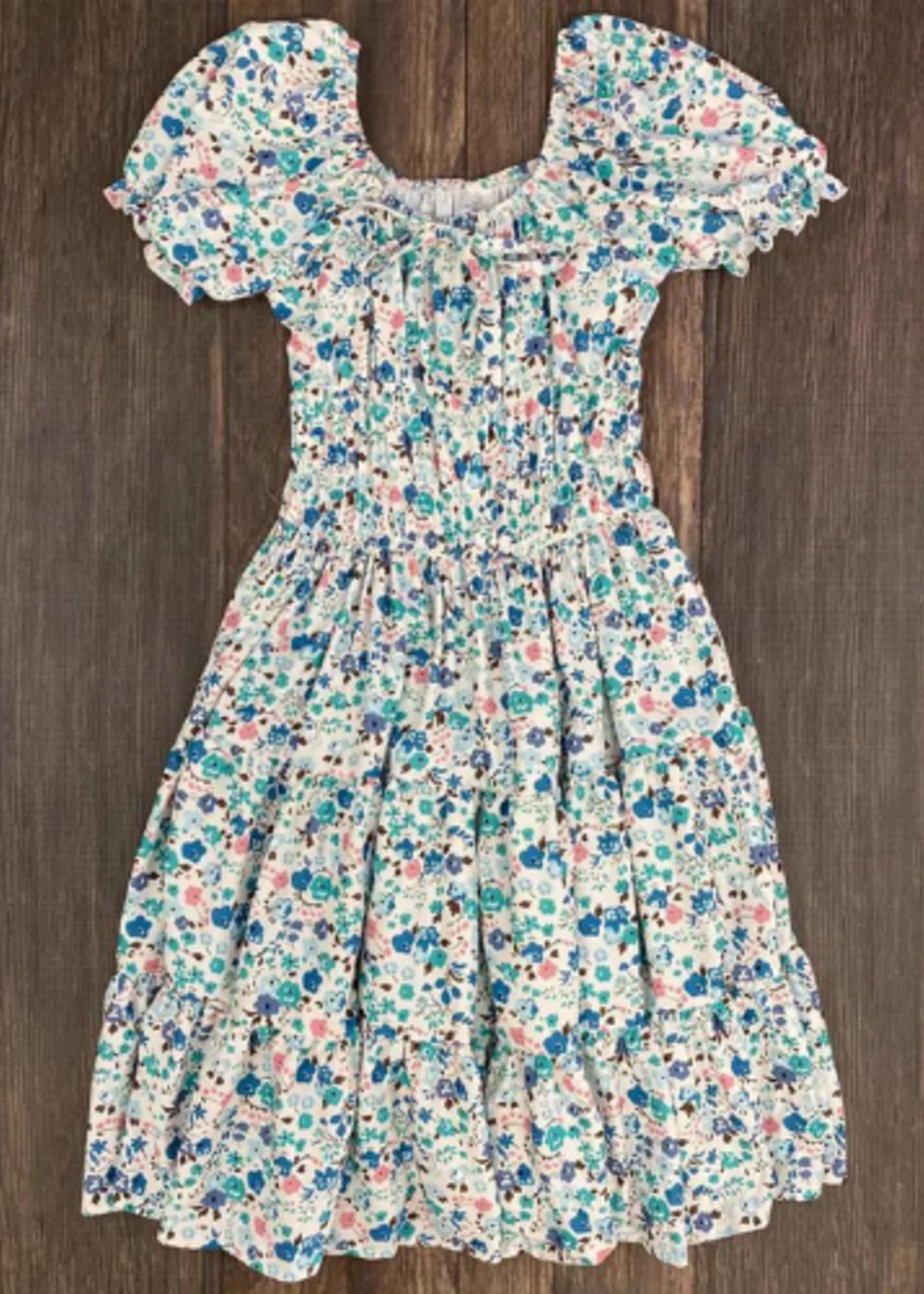 The Hair Bow Company Women's Mommy & Me Blue & Green Ditsy Floral Pattern Dress