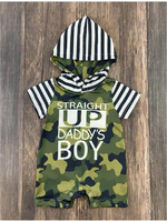 The Hair Bow Company Straight Up Daddy's Boy Camo Romper