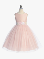 Kid's Dream Pink Iridescent Sequin V Back Bow Dress 1-2