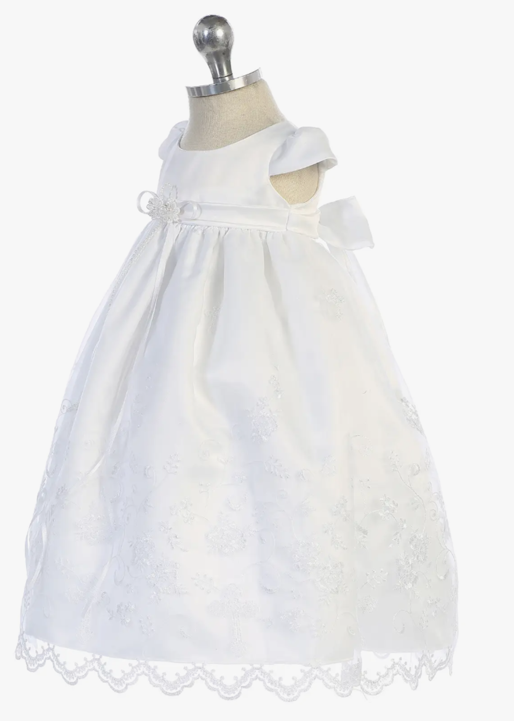 Kid's Dream White Cross Embroidered Christening Gown