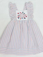 Marco & Lizzy Red/White/Blue Stripe Flutter Sleeve Dress w/Star