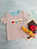The Hair Bow Company Back To School: Grey & White Striped Shirt