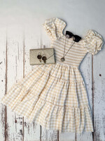 The Hair Bow Company Girls Golden Gingham Ruffled Twirl Dress