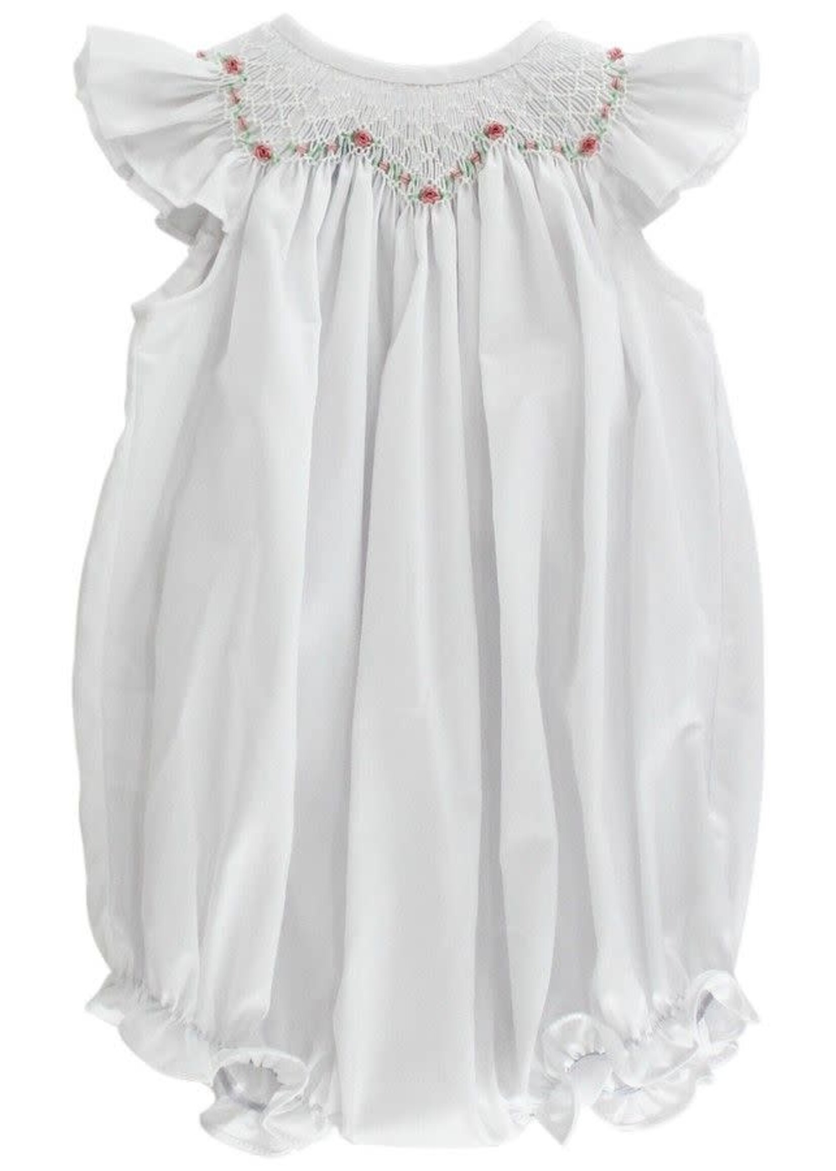 The Bailey Boys White Smock Bubble w/ Pink Rosebuds